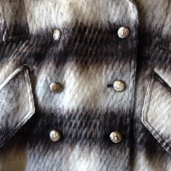 BB DAKOTA WOOL COAT STRIPED GRAY BROWN PLUS SIZE - Picture 3 of 3